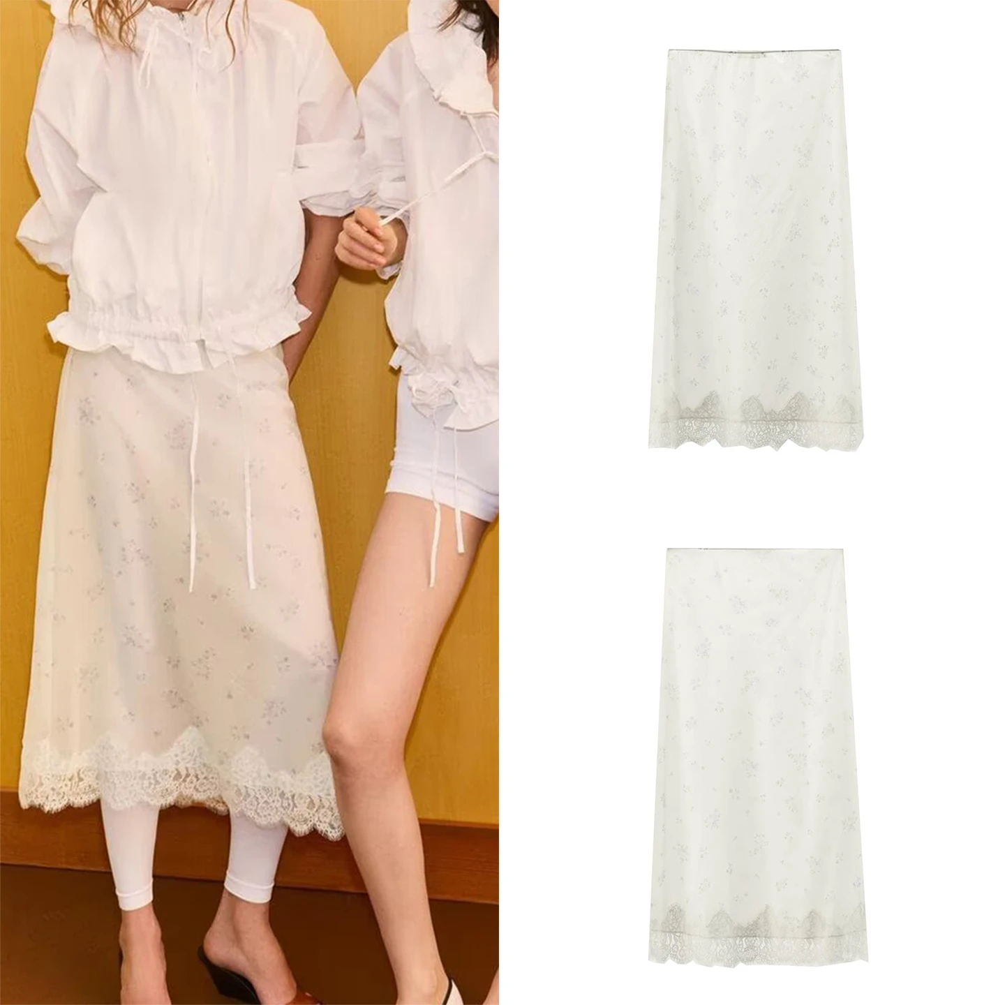 

Модная нейлоновая юбка с цветочным принтом для женщин, весна 2026, повседневная, А-силуэт, миди, с плиссировкой, стандартный крой, от ZADATA