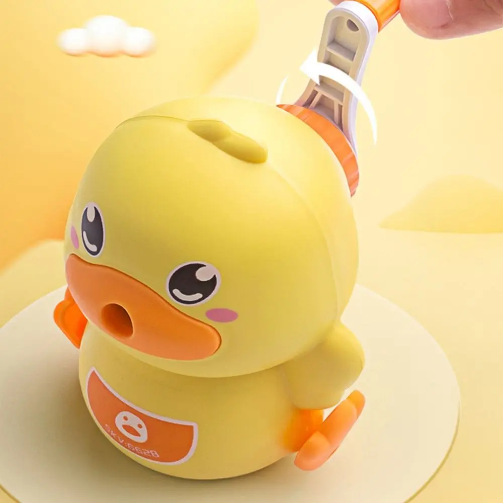 Imagem -02 - Kawaii Duck Pencil Sharpener para Crianças Manivela Manual Cortador de Lápis Papelaria Coreano Material Escolar e de Escritório Presente