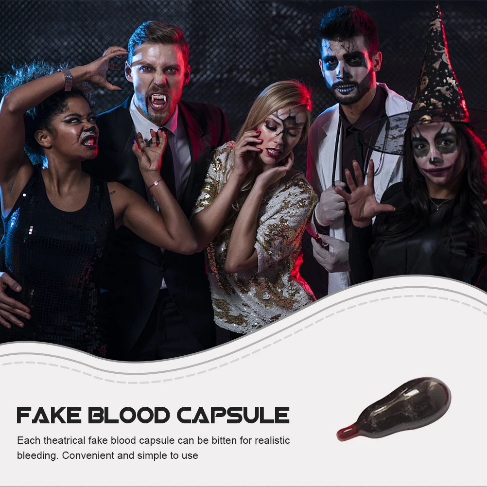 

20 Pcs Artificial Blood Pill Mouth Capsules Halloween Party Supplies Horror Props Costume