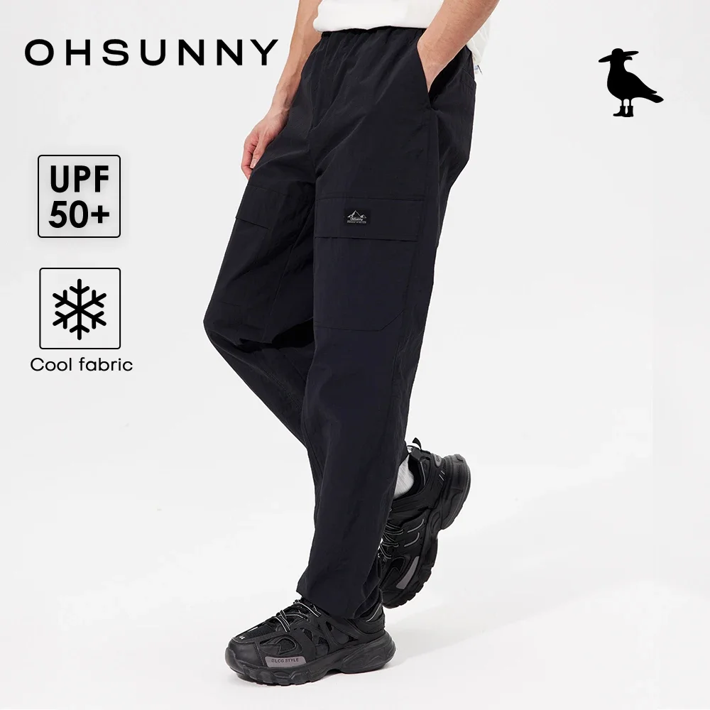 

OhSunny Sunscreen Cargo Pants Men Spring and Summer Cool Feeling Waterproof Trousers Anti-UV UPF50+ Casual Outdoor Feet Overalls