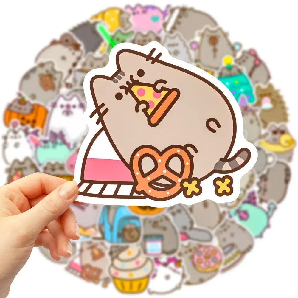 50pcs Cute Cartoon Pusheen Notebook Laptop Ipad Water Cup adesivi decorativi impermeabili Graffiti