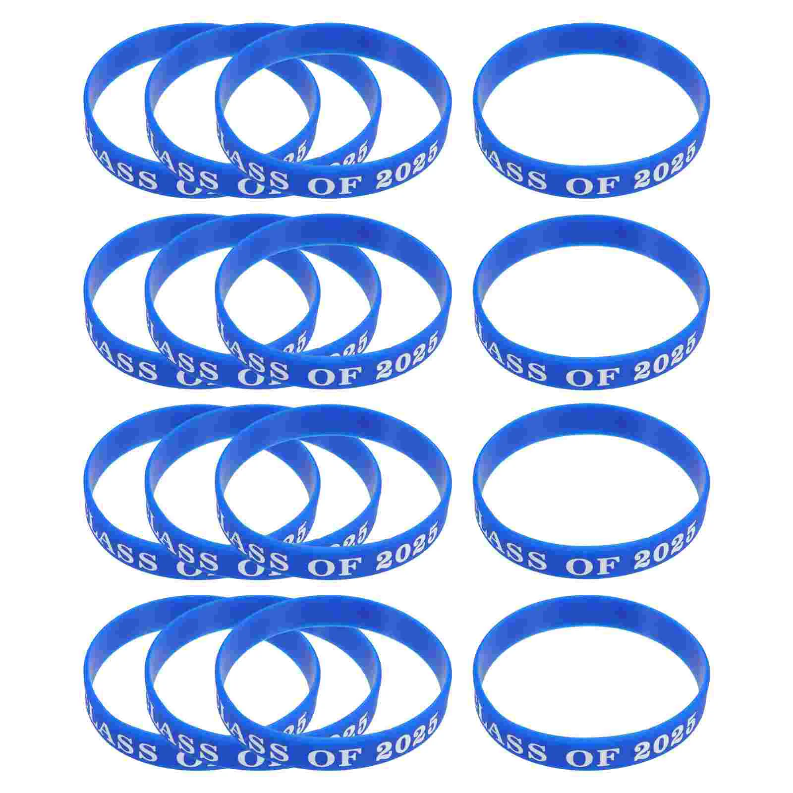 24 pçs o presente pulseira de formatura pulseiras de silicone pulseira em massa 2025 pulseiras estudante azul