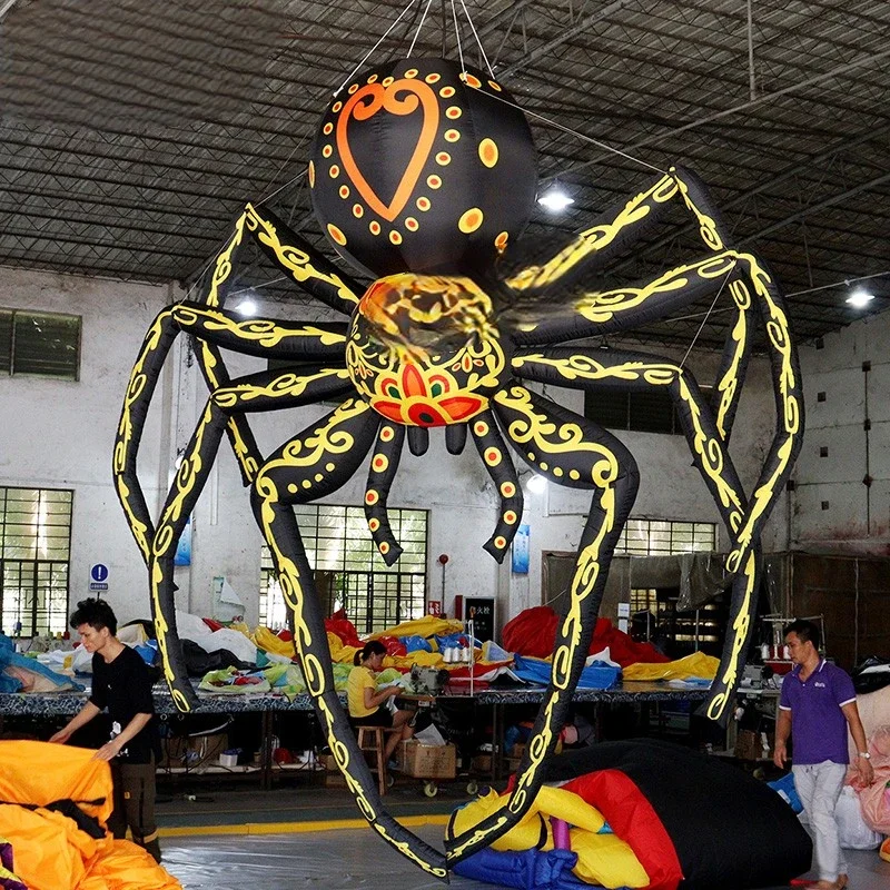 Inflatable Halloween Spider Balloon 3.5x3 Meters For Event Decoration Colorful Spider Advertising Props