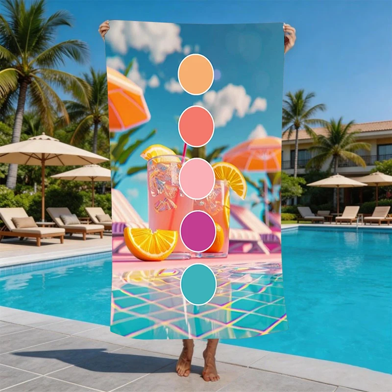 Tropical Cocktail Beach Towel Color Palette Print Oversized Microfiber Quick Dry Sand Free Summer Vacation Pool Party Gift 2026