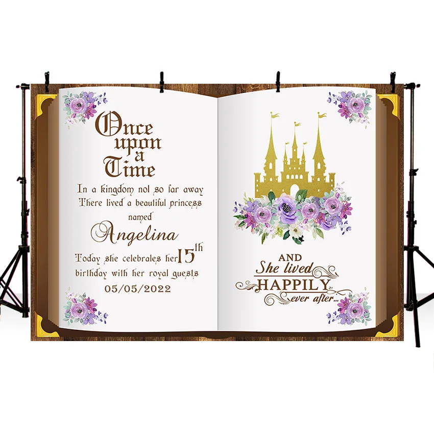 Mehofond Photography Background Once Upon a Time Fairy Tale Book Castle Floral Princess Girl Birthday Party Backdrop PhotoStudio