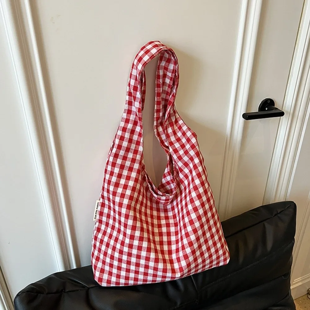 

Vintage Plaid Underarm Bags Large Capacity Students Single Shoulder Bag Commute Lightweight Women's Handbag Spring Summer