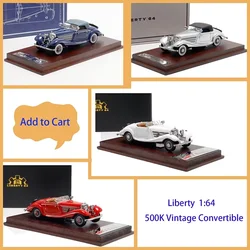 Liberty Diecast Alloy 1:64 Scale 500K Vintage Convertible Classic Car Model Adult Classic Collection Display Gift Souvenir