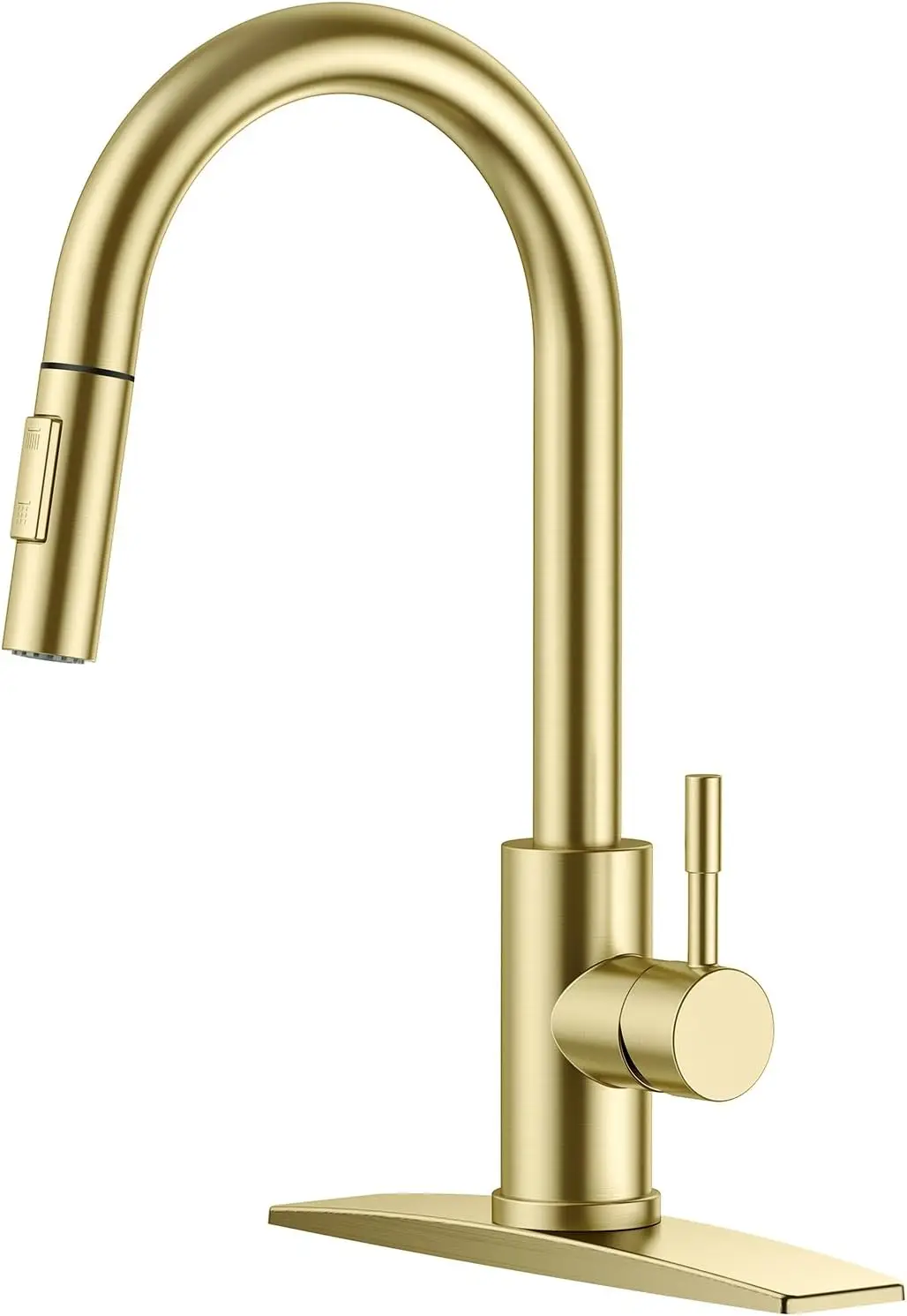 

Gold Kitchen Faucet with Pull Down Sprayer, High Arc Modern Classic Sink Faucet Stainless Steel with Deck Fit for 1 or 3