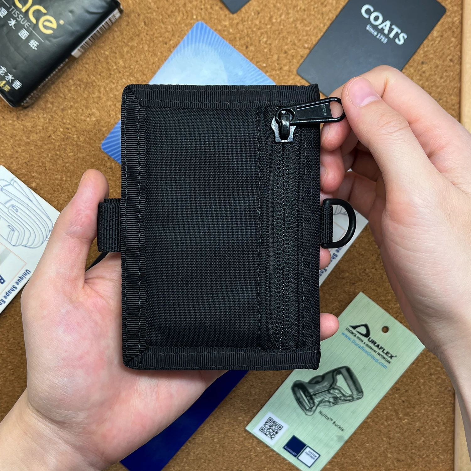 Japanese style Nylon Card Holder with 6 Card Slot Minimalist Style ID Holder Durable Waterproof Wallet with Transparent Pouch