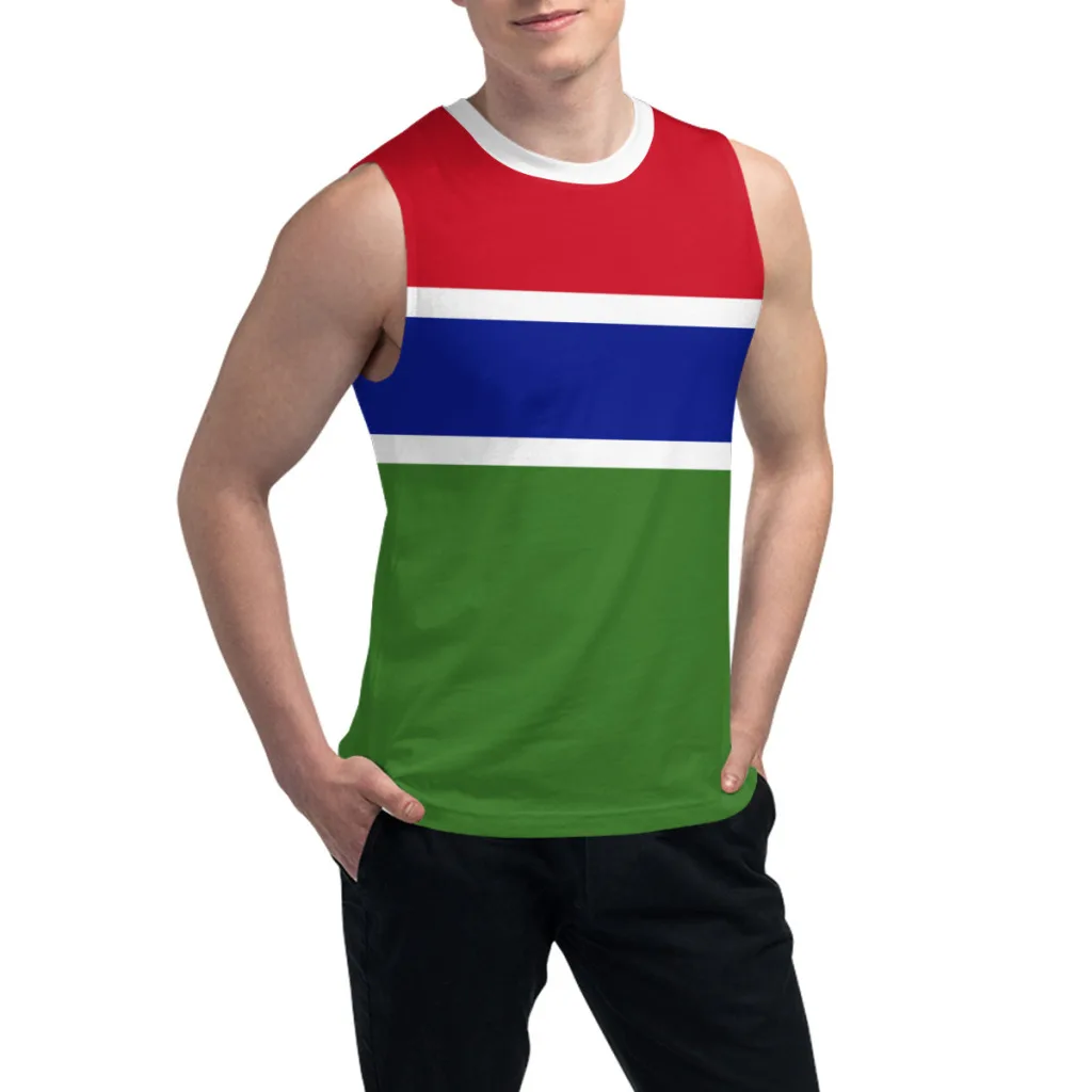 Sleeveless T-shirt Gambia Flag 3D Men\'s Boys Tshirt Gyms Tank Tops Fitness Joggers Basketball Training Vest