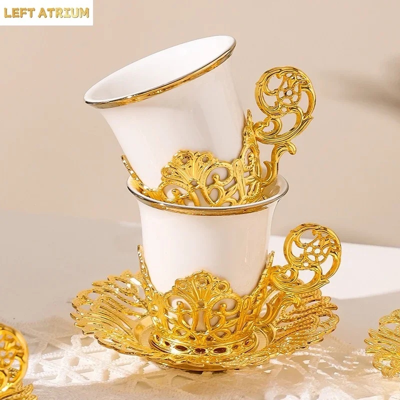 Turkish Ceramic Tea Cup Saucer Set 6 Piece High End Middle East Gift Box For Home Living Room Hospitality Luxury Premium view 4
