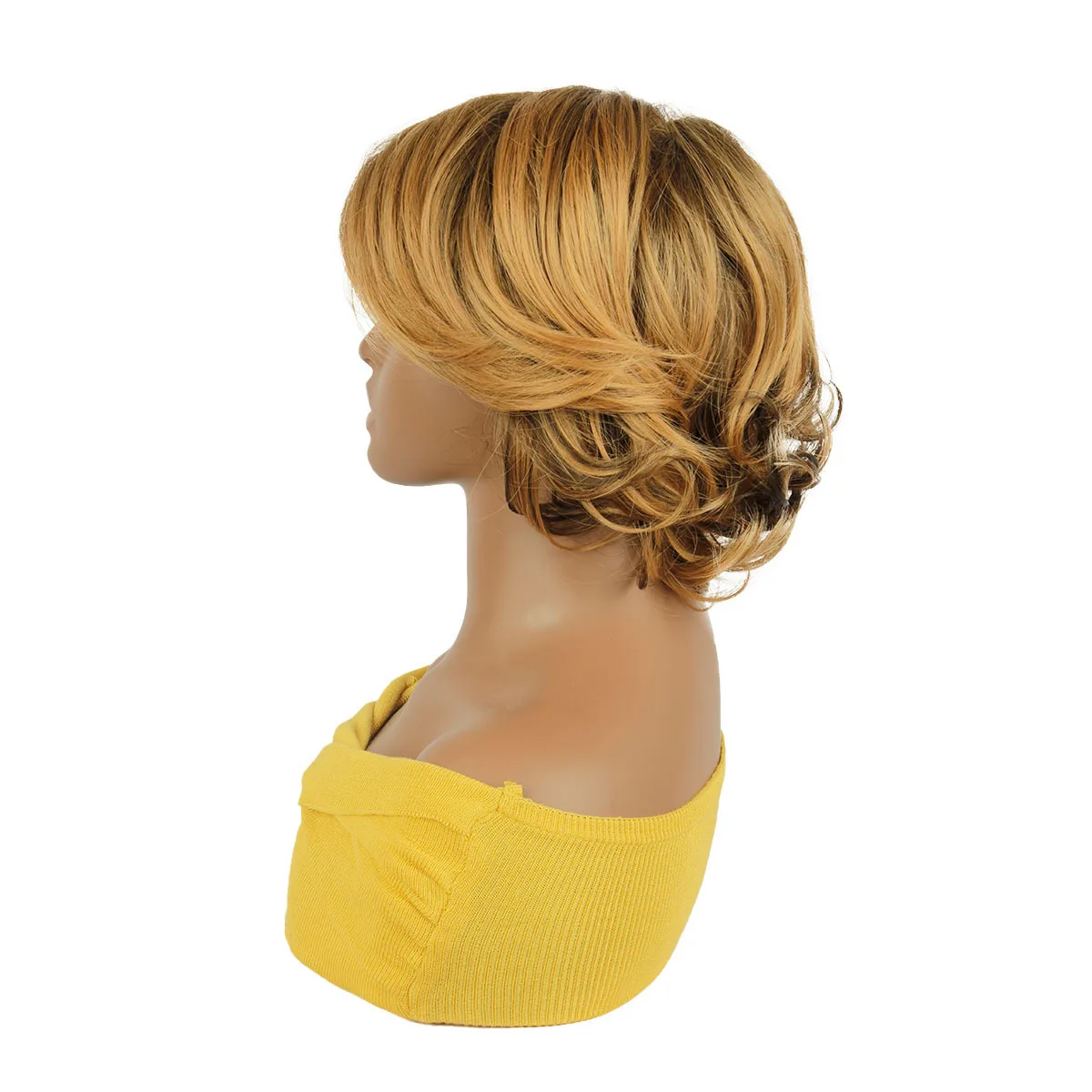 قصيرة شقراء الجذور الداكنة رجل شقراء Pelucas هالوين زي واقعية الألياف الاصطناعية أشعث شعر مستعار تأثيري