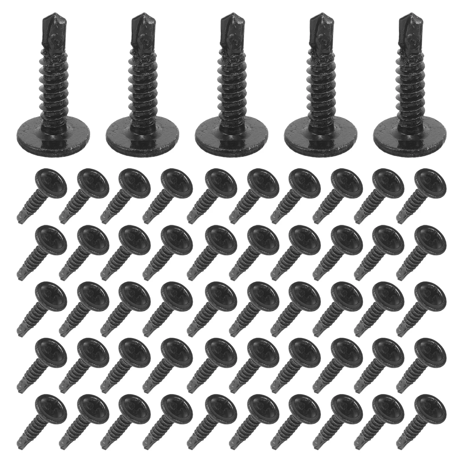 

460pcs Self Drilling Screws Black Quenched Flat Head Metal Fasteners For Wood Sheet Heavy Duty Cabinet Hinges Mounting Hardware
