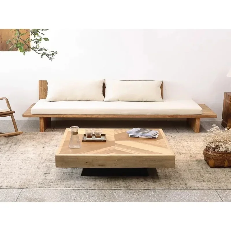 Solid Wood Corner Sofa with Removable Fabric Covers
