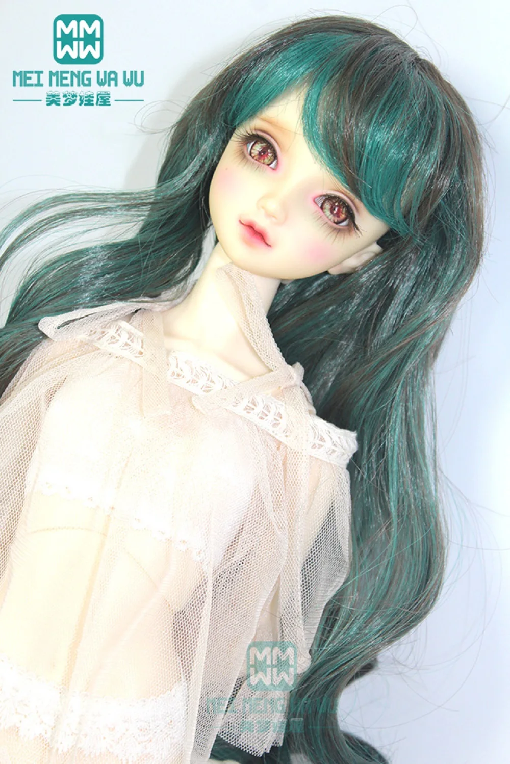 hair for dolls fits 1/3 1/4 1/6 BJD/SD Doll Wigs Long Pear volume hair Black and green color mixing (excluding dolls)  096