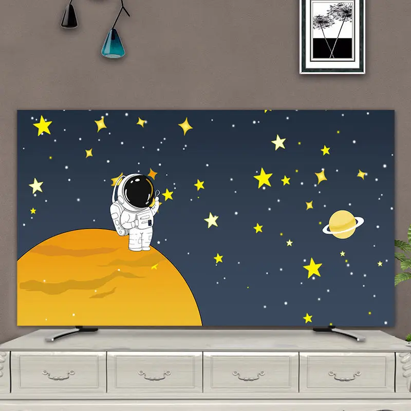 Space-Themed TV Cover,Design Monitor Dust Cover for 32/37/46/55/65/75 Inch TVs Dustproof Sunproof Wall-Mounted/Desktop Protector