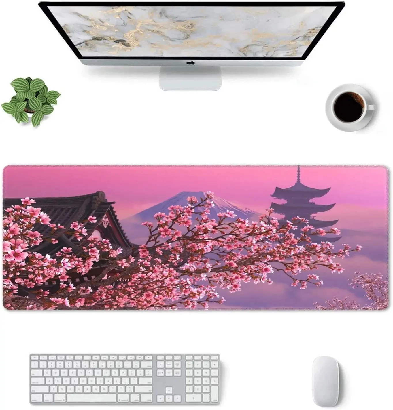 Black And White Cherry Blossom Sakura Custom Home Computer Keyboard Pad Desk Mats Laptop Soft Anti-slip Table Mat Mouse pad