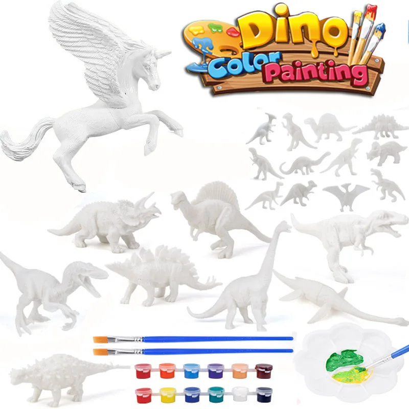 Quebra-cabeça pintado com grafite infantil, colorir dinossauros, modelo artesanal DIY, boneca pintada, brinquedos para meninos e meninas