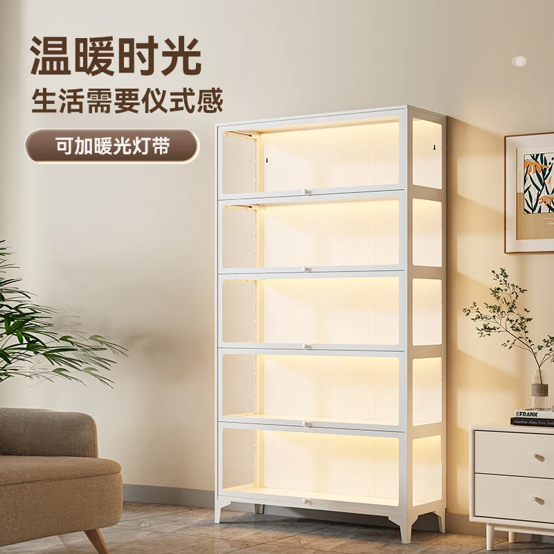 Elevated figure display cabinet Glass door Pain  Dust-proof model display cabinet Iron storage  Steel storage