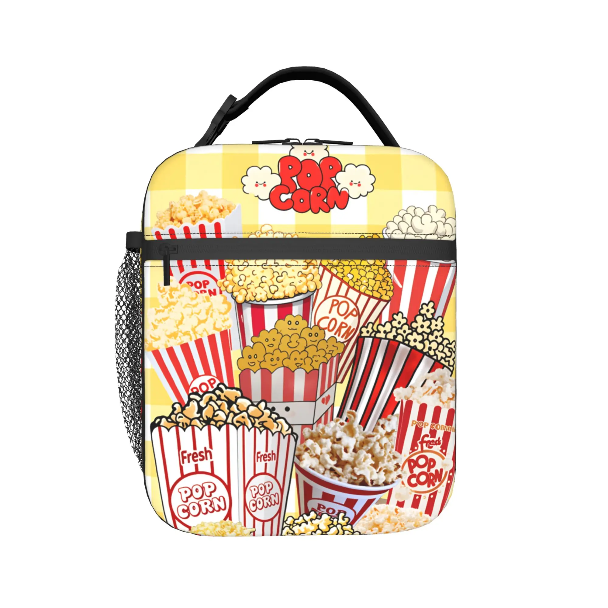 Popcorn Snack Theme Lunch Bag  Portable Lunch Box Child Travel Graphic Cooler Bag Aesthetic Oxford Thermal Lunch Bags