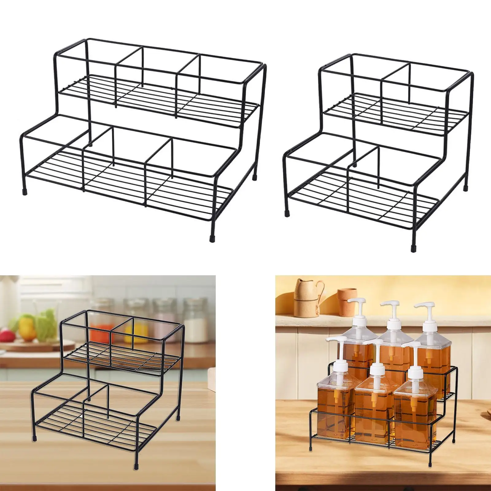 

Coffee Syrup Organizer Rack Wine Rack Metal 2 Tier Display Stand Seasoning Organizer for Bathroom Cabinet Coffee Station Cafe