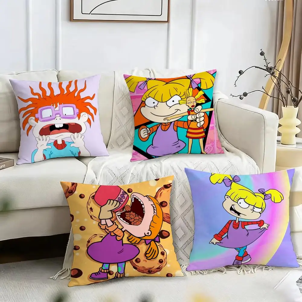 

Двусторонний плюшевый чехол для подушки с рисунком R-Rugrats — для автомобиля, дивана, спальни, идеально подходит в подарок.