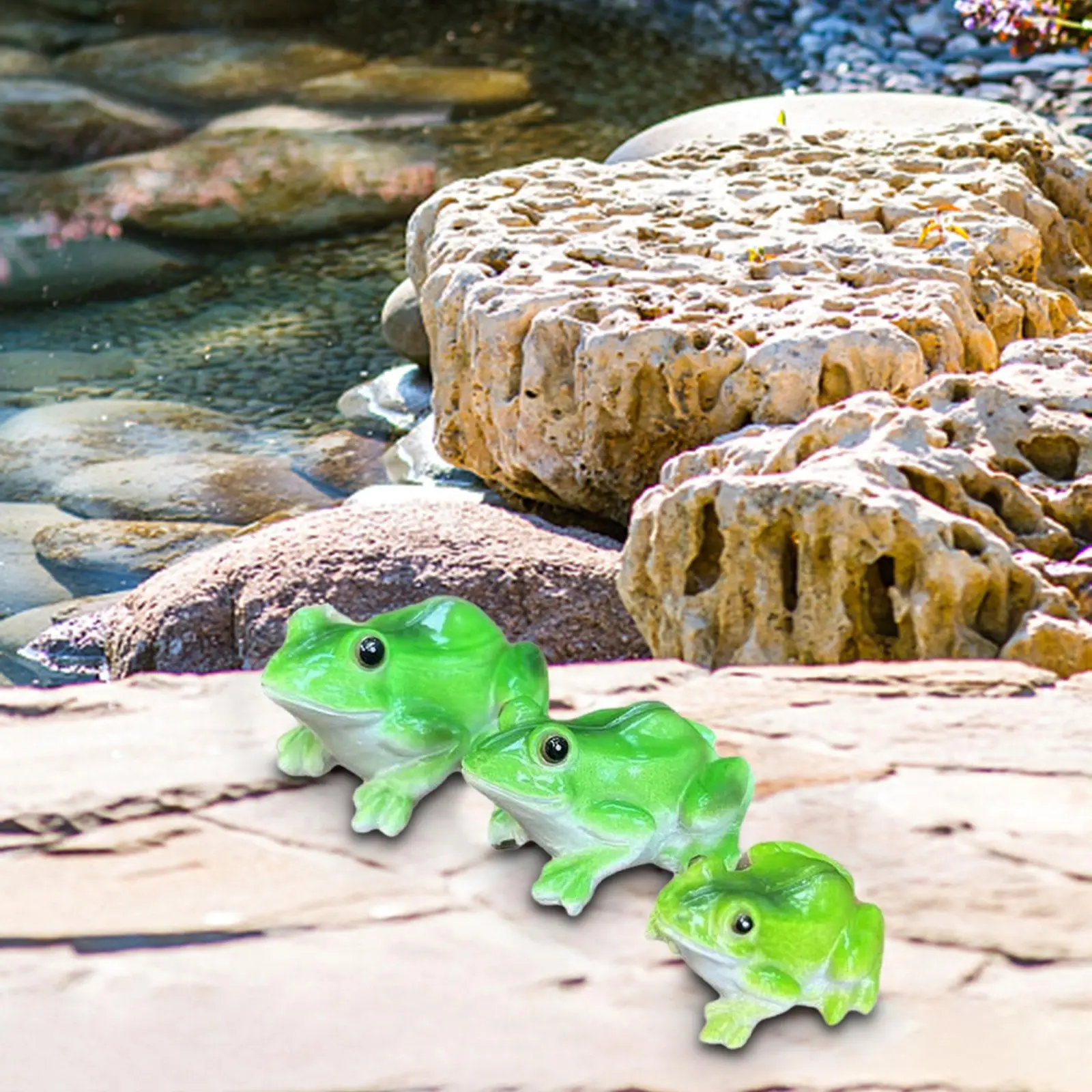 

3x Frog Miniature Figurines Flowerpot Decor Animal Micro Landscape Decor Yard Art Decor for Outdoor Bonsai Patio Porch Desk