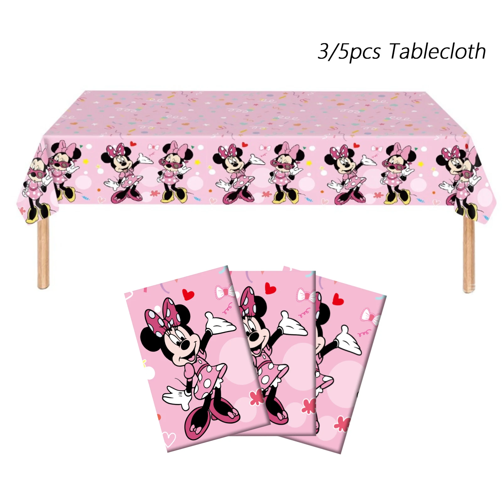 Tovaglia per feste in plastica Disney Minnie da 3 pezzi/5 pezzi, tovaglia usa e getta per decorazioni per feste di compleanno di Minnie