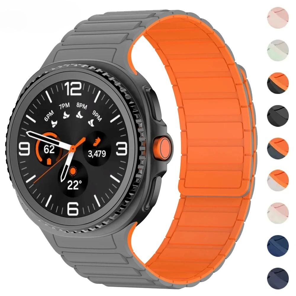 Sem lacunas pulseira magnética para samsung galaxy watch 8 clássico/8 44/40mm 46mm pulseira de silicone para galaxy watch8 correa accessorie