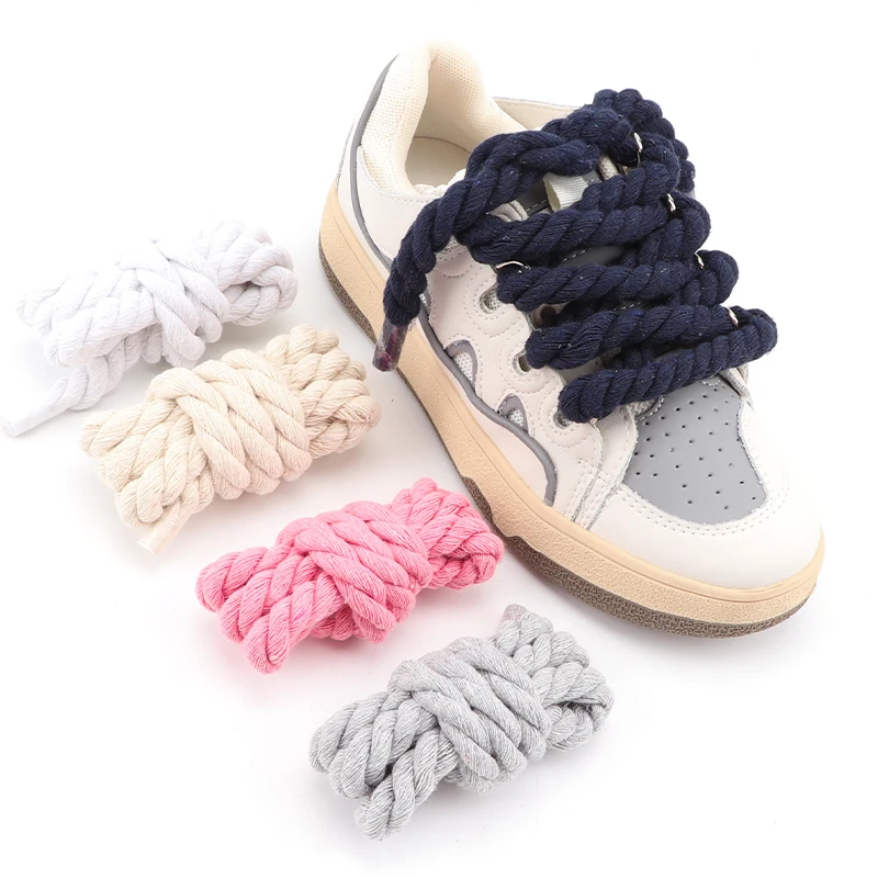 New Round Linen Shoelaces for Sneakers Fashion Bold 10MM Width Suitable Board Shoes Canvas AF1/AJ Round Shoes Boot Shoelace