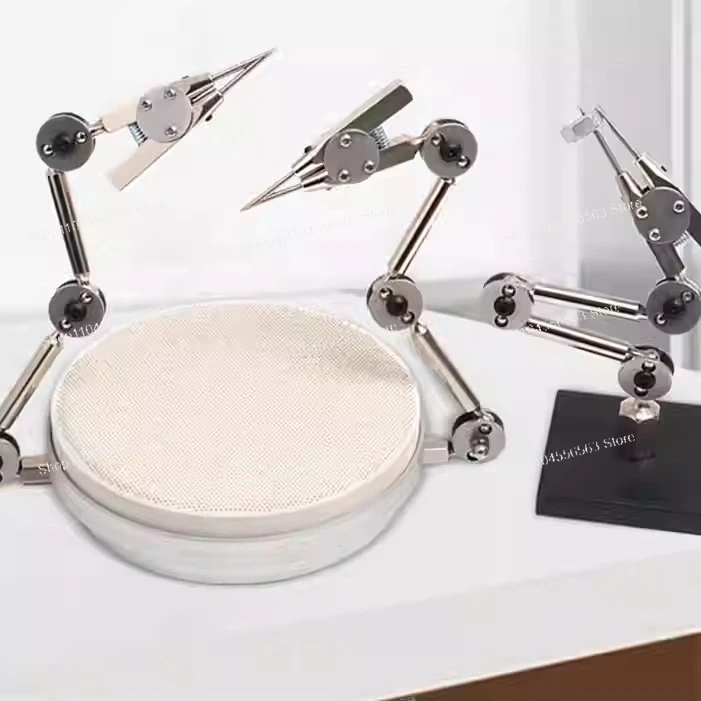 Adjustable Welding Stand with Dual Flexible Arms and Anti-Slip Base for Precision Electronics Repair, Jewelry Crafting