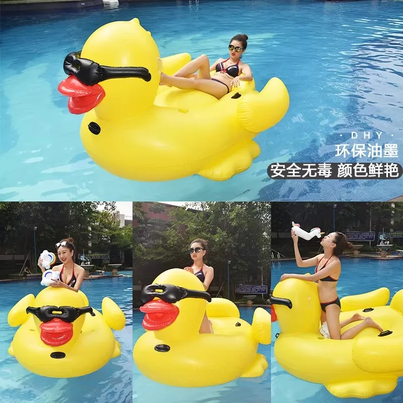 

Large Inflatable Big Yellow Duck Water Mount Adult Swimming Ring Internet celebrity Pool Floating Toys Soft furnishings