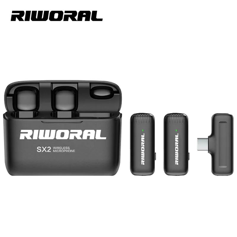 

Беспроводные микрофоны J11 Live Type C, двойные беспроводные петличные микрофоны с зарядным чехлом для смартфона, с переходником