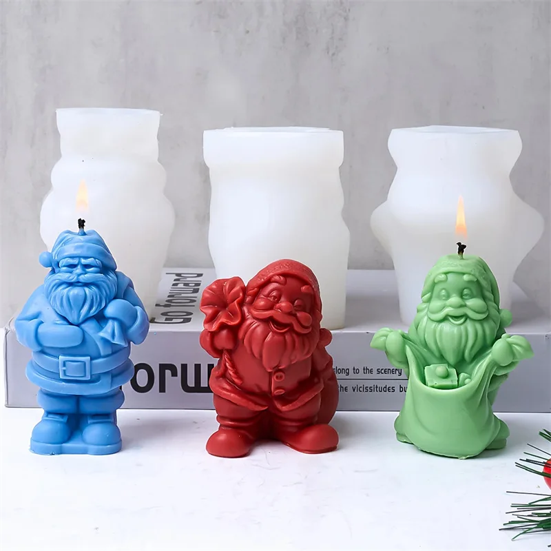 Santa Claus เทียนแม่พิมพ์ซิลิโคน DIY Handmade 3D คริสต์มาสหัตถกรรมของขวัญพลาสเตอร์ Aromath สบู่หล่อแม่พิมพ์ Home Party เครื่องประดับ