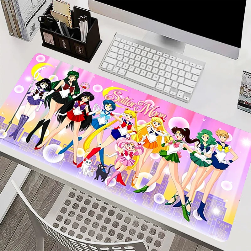 kawaii Mouse Pad S-Sailor Moons Anime Desk Mat Laptop Gamer Accessories Pink Carpet Keyboard Mousepad Non-Slip Office Mouse Mats