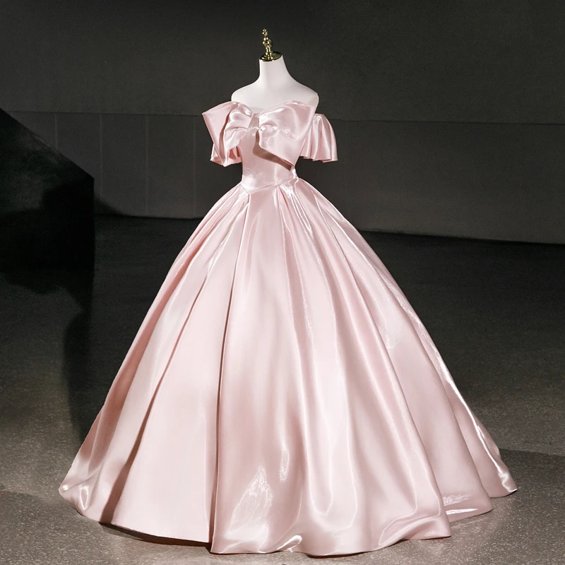 فستان حفلات وردي أنيق 15 فساتين Quinceanera فستان حفلة موسيقية كلاسيكي من الساتان فستان بعمر 15 عامًا لـ Quinceanera مخصص