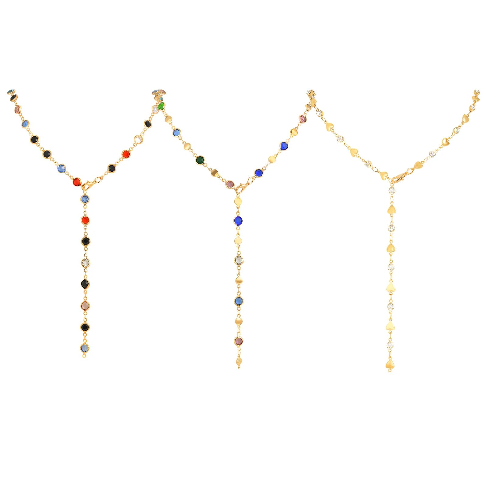 Vintage Boho Colorful Crystal Y-shaped Necklace for Women