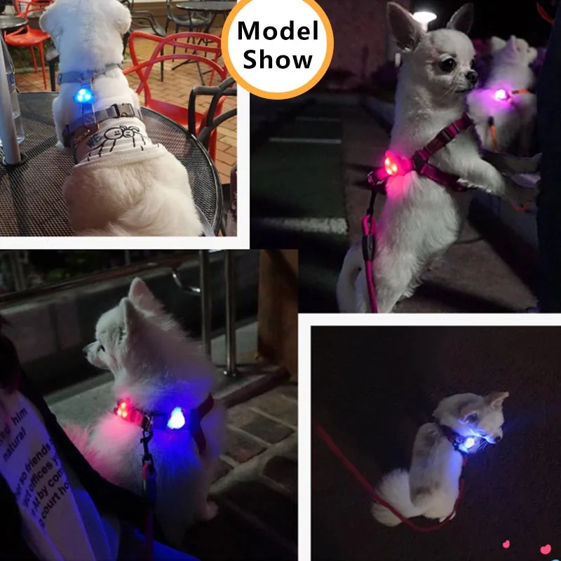 Dog LED Lights Clip On Waterproof Pet Tag for Night Walking Bright High Visibility Glow Attach to Collar Harness Leash Anti-lost