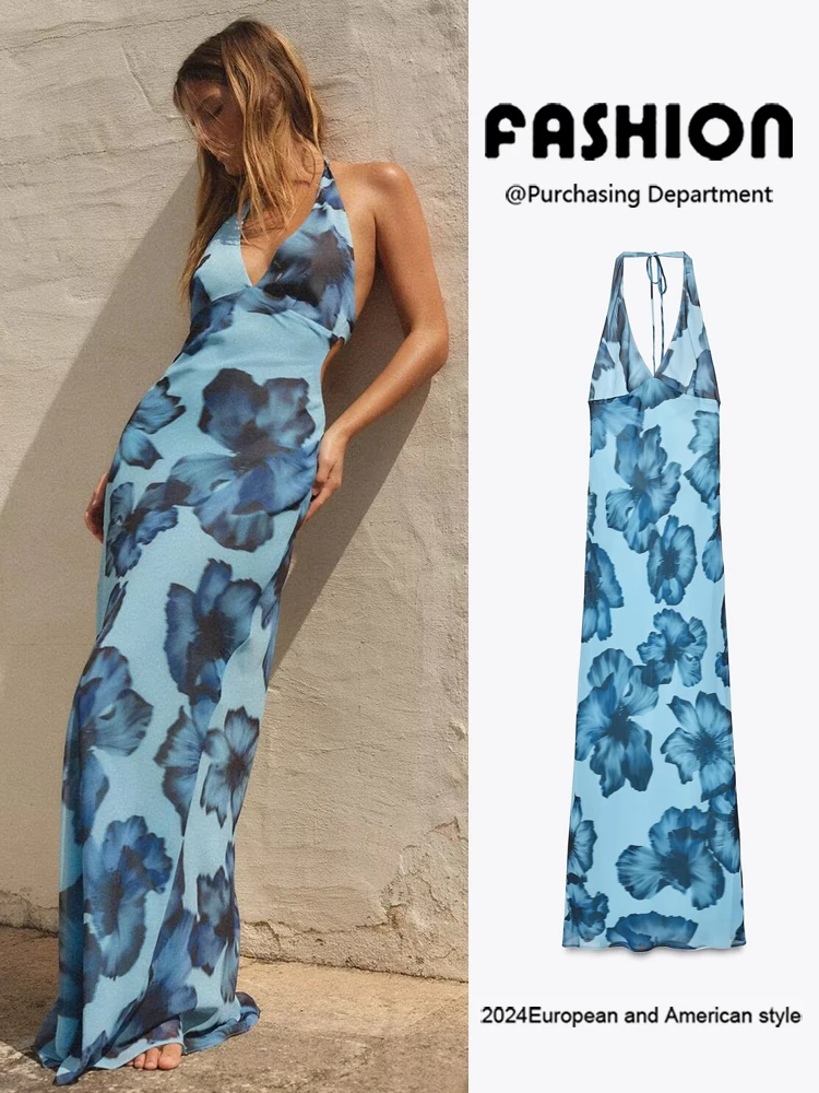 

Faionable Sexy Bal Svel Collar Hanging Ne Long Dr New Arrival Women's Clothing Print Maxi Dr Summer 2025