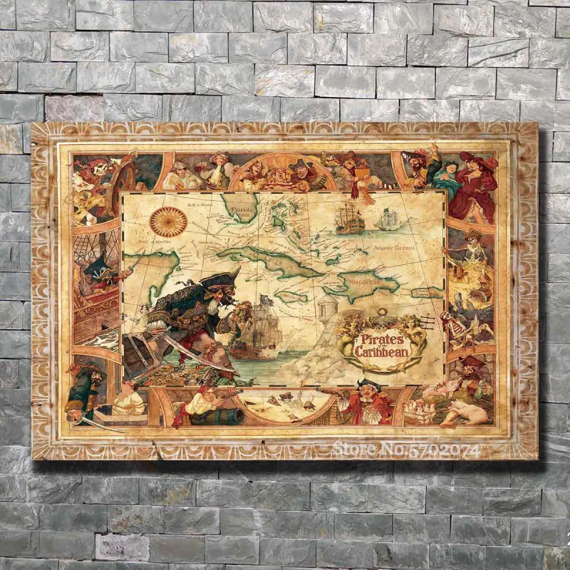 Diamond Painting Disneyland Pirates of the Caribbean Map Diamond mosaic Disney World Magic Kingdom Adventureland Wall Art EE3082