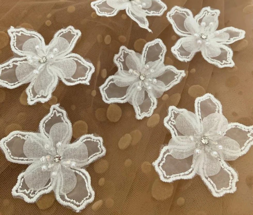 10 قطع من حبات اللؤلؤ المصنوعة يدويًا من حجر الراين الأرجواني يبدأ رقعة الأورجانزا للملابس DIY الخياطة #6