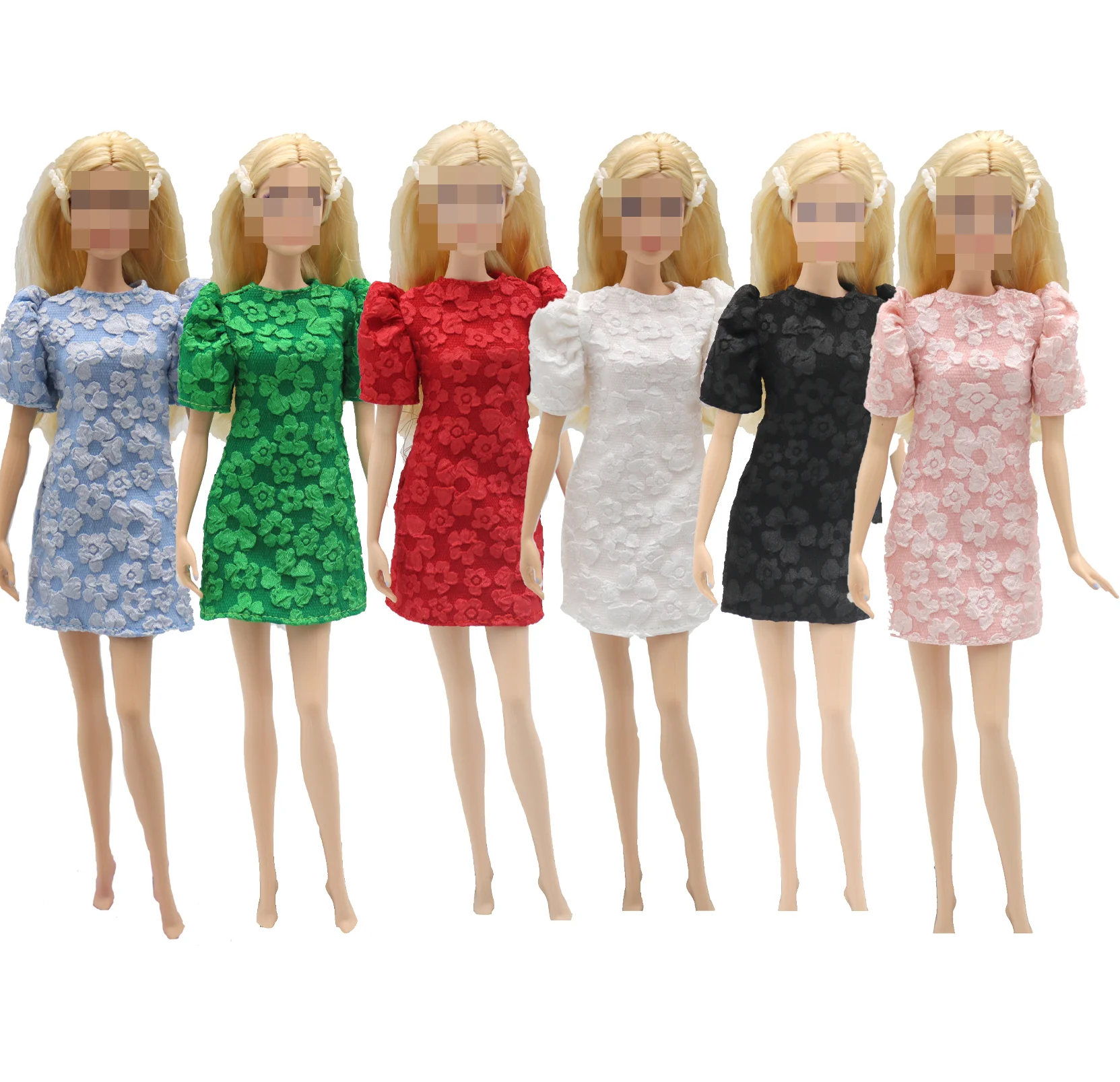 Novo 30cm 1/6 boneca 5 cores puff manga pétala em relevo maxi vestido para barbies boneca acessórios