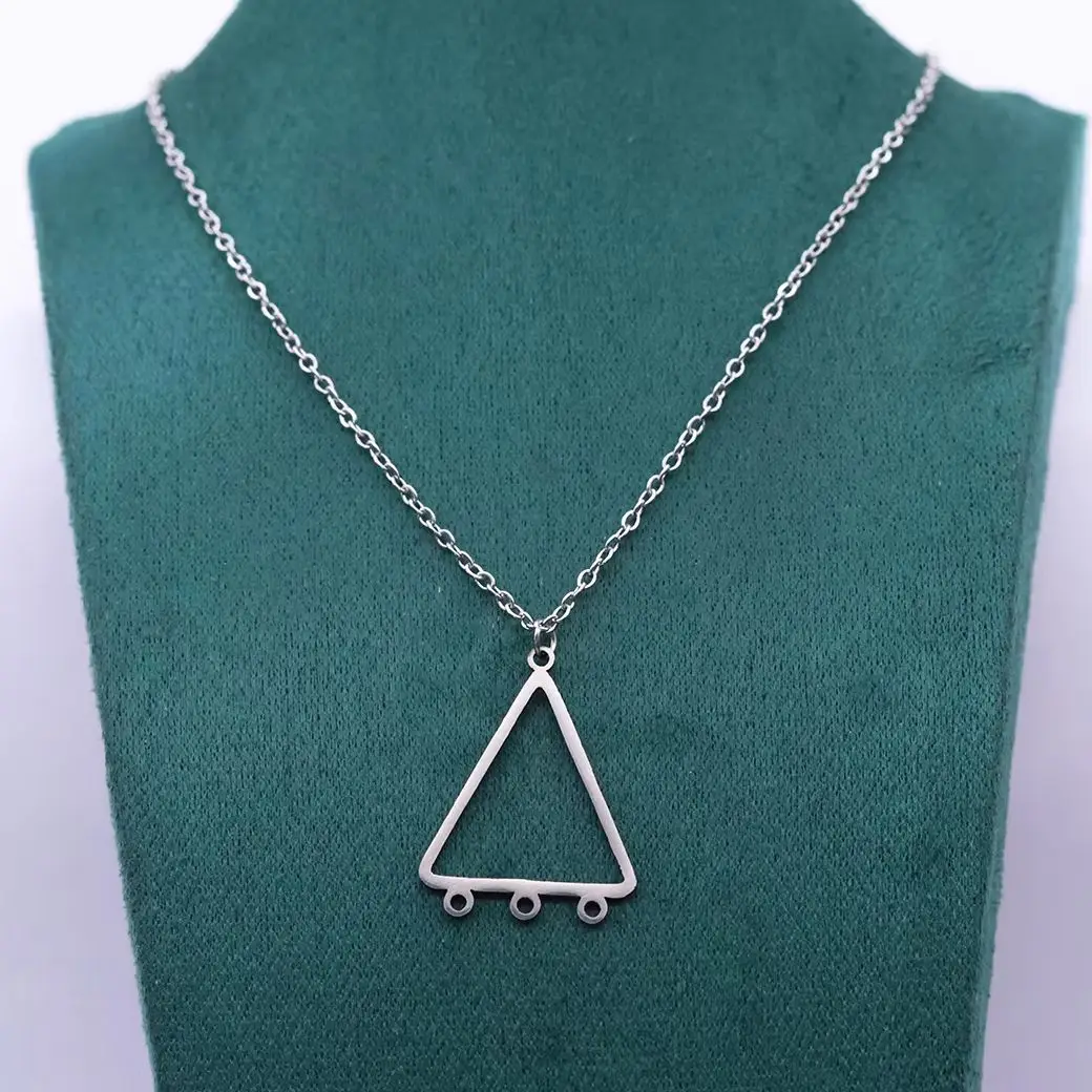 Todorova Triangle Pendant Necklace Three Rings Stainless Steel Chain Streetwear Hip hop Guy Jewelry For Women Necklace
