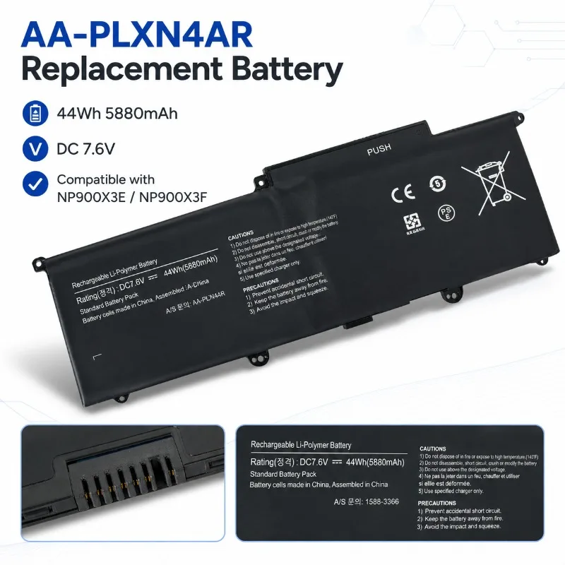 Laptop Replacement Battery for Samsung NP900X3E/C NP900X3F/G NP900X3D AA‑PLXN4AR High Capacity Stable Performance