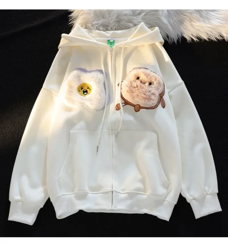 

New Oversized Kawaii Cartoon Embroidery Hoodie Streetwear Women Harajuku Hoodie Sweatshirts Korean Loose Y2k Sudadera Mujer 후드집업
