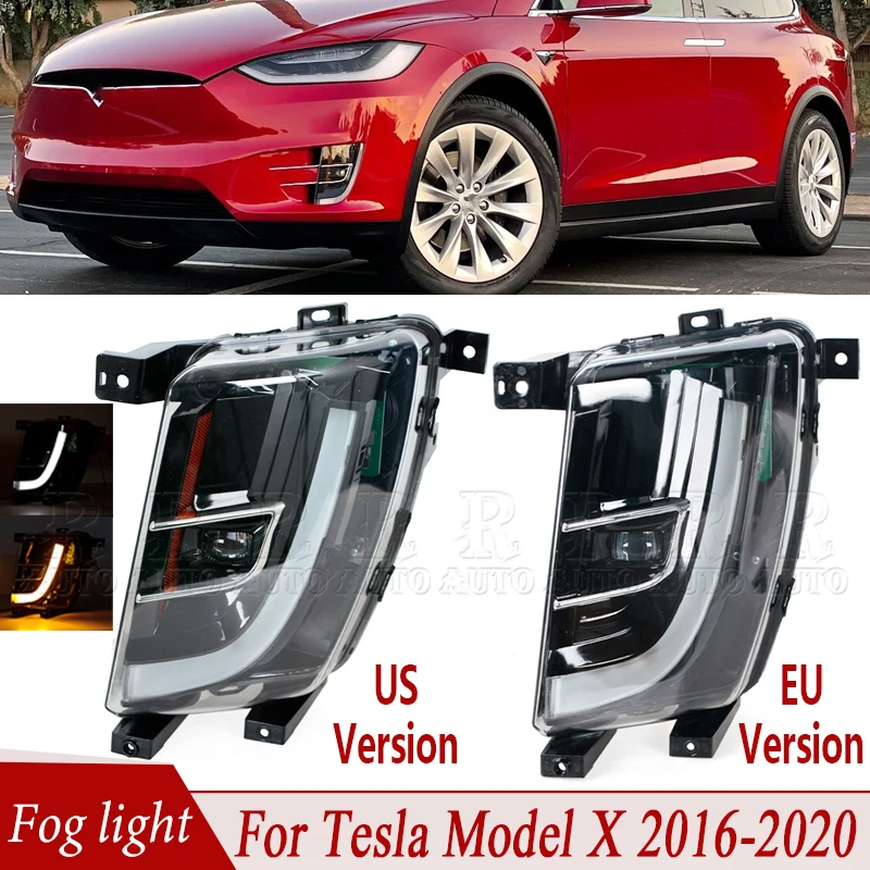 For Tesla Model X 2016-2020 US/EU Version LED DRL Front Bumper Fog Light Daytime Running Light Fog Lamp 103432600C 103432700C