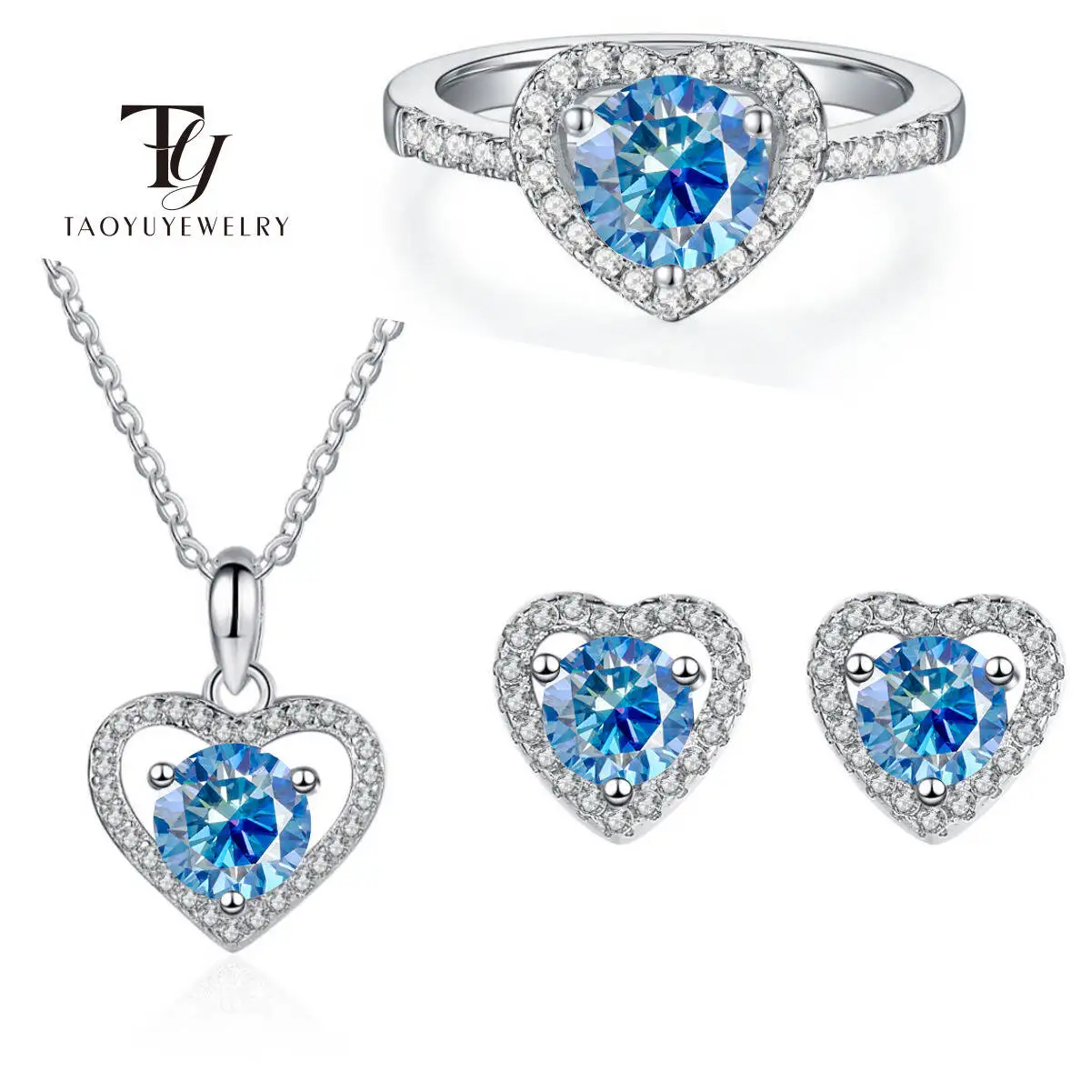 

4CT D Color Moissanite Fine Jewelry Set With Certificate 925 Sterling Silver Heart Fairy Jewelry Women Gift for Wedding Party
