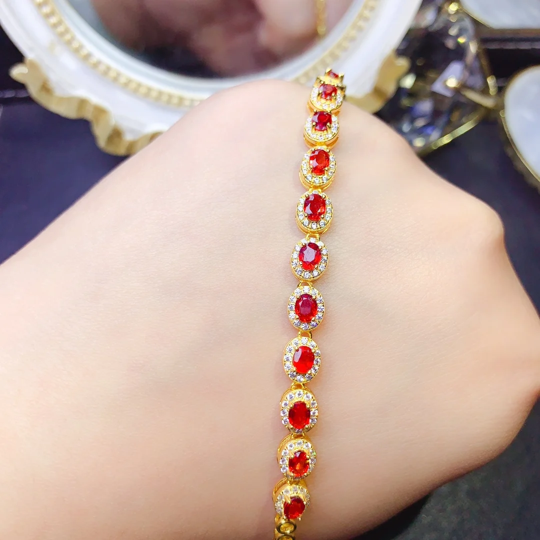 Natural red sapphire Bracelet Luxury 925 sterling silver Ladies color Beautiful special Christmas gift bag Mail boutique