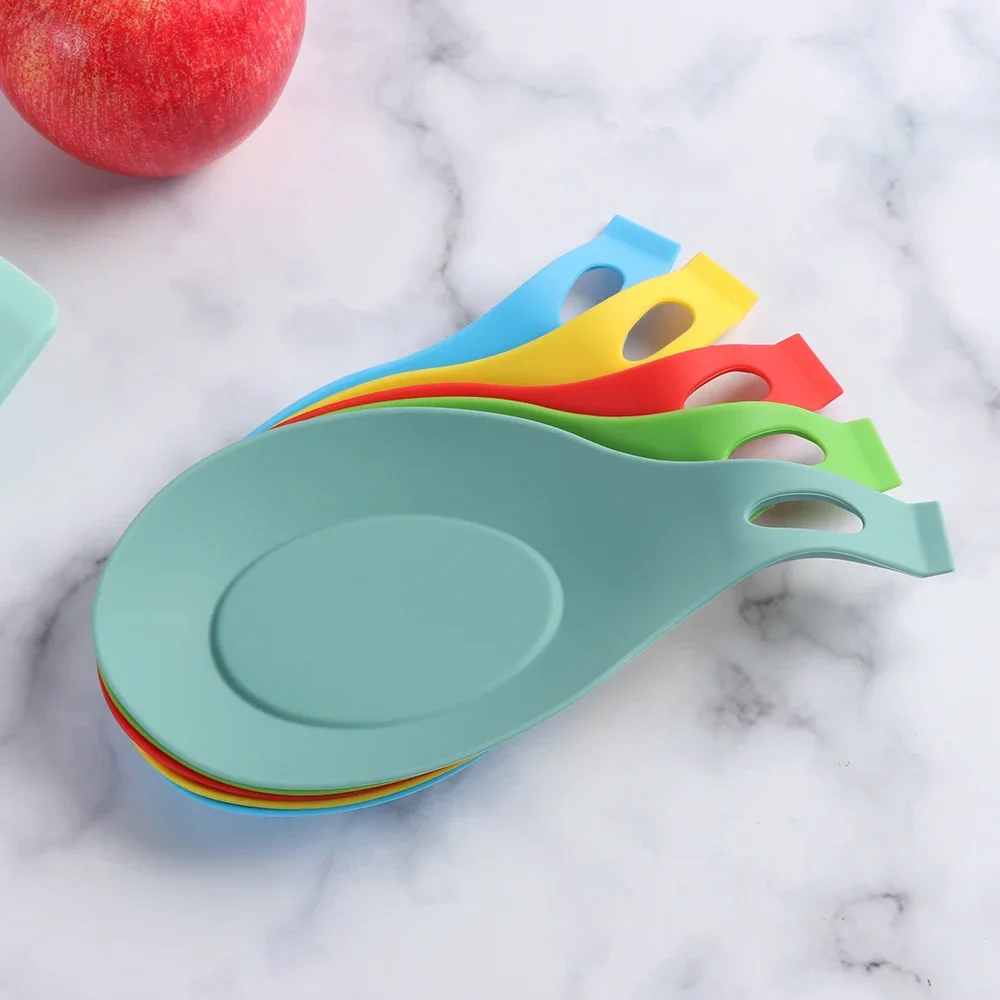 Silicone Insulation Spoon Shelf Heat Resistant Placemat Drink Glass Coaster Tray Spoon Pad Eat Mat Pot Holder Kitchen Tool