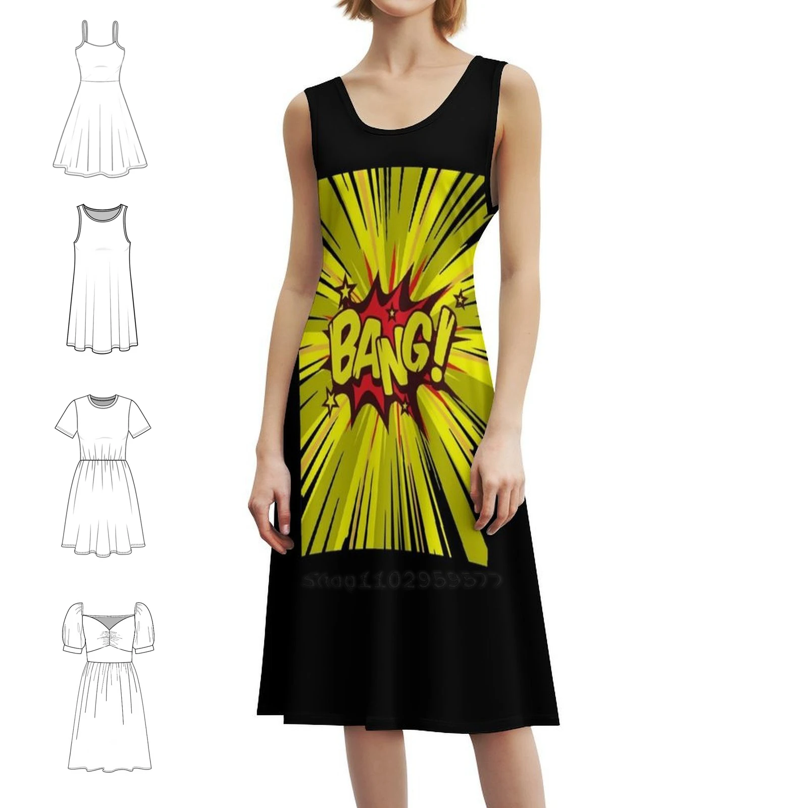 

Bang Comic Book Bang! Gifts Sexy Vacation Dress For Women Beach Party Birthday Mini Dress Bang Comic Book Bang Bang Comic Comic